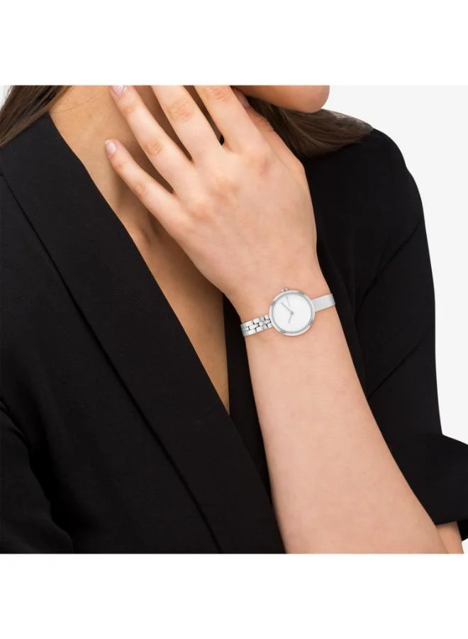 CALVIN KLEIN  Bangled Collection Analog Quartz Watch For Women With Silver Stainless Steel Bracelet - 25200278 for Women | Best Price UAE